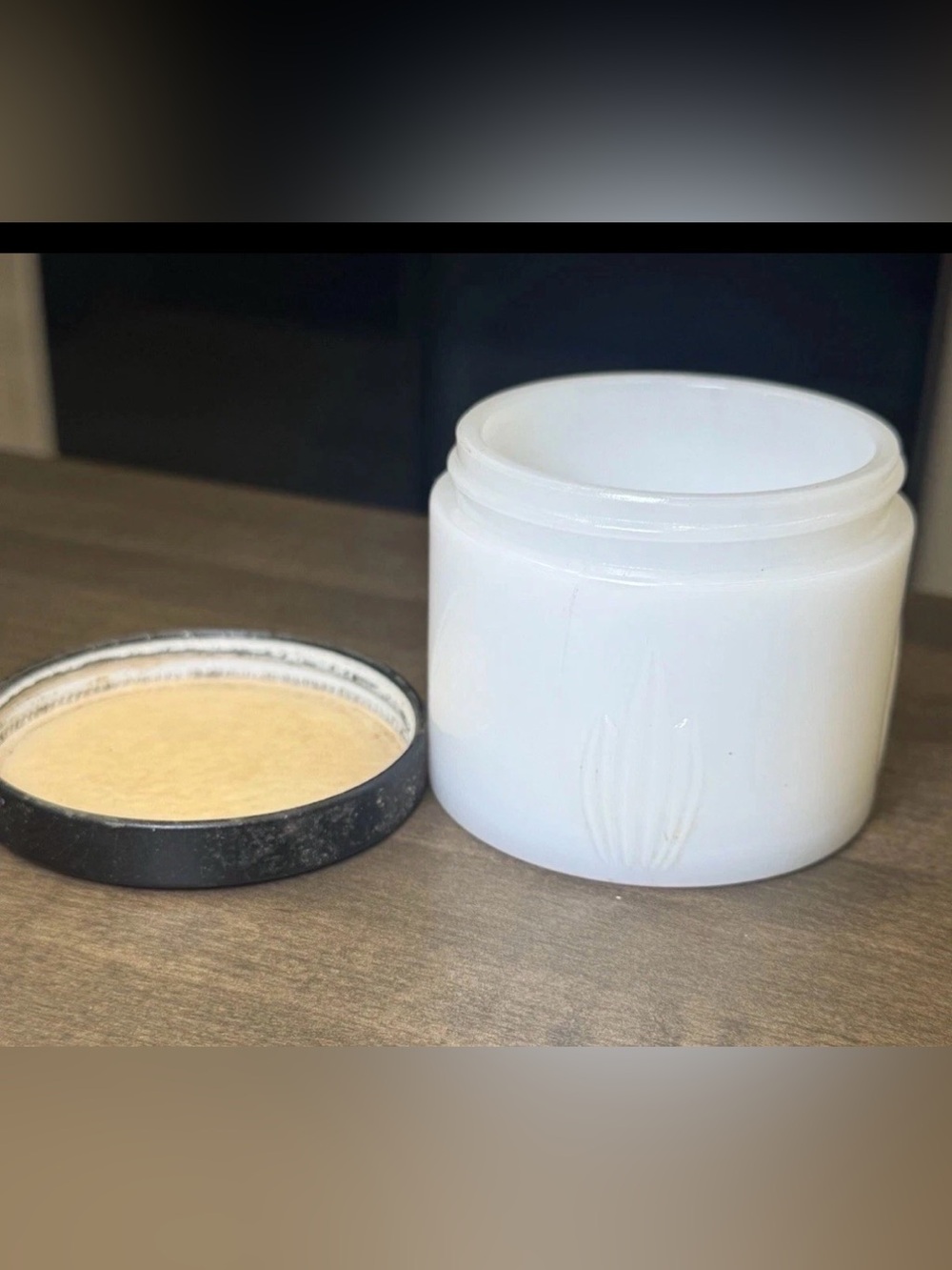 Antique 1920 Milk Glass Jar / Canister With Screw On Lid Peroxide Cream 2.25"T - Picture 2 of 7